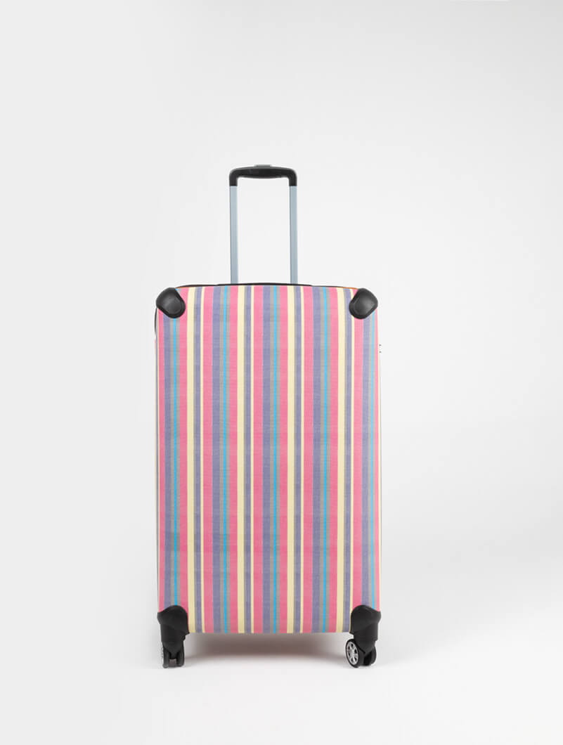 Valise à rayures colorées moyenne taille